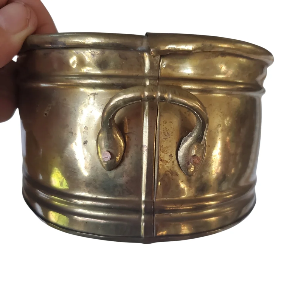 VINTAGE MCM Solid Brass Pineapple Oval Planter – Made in India